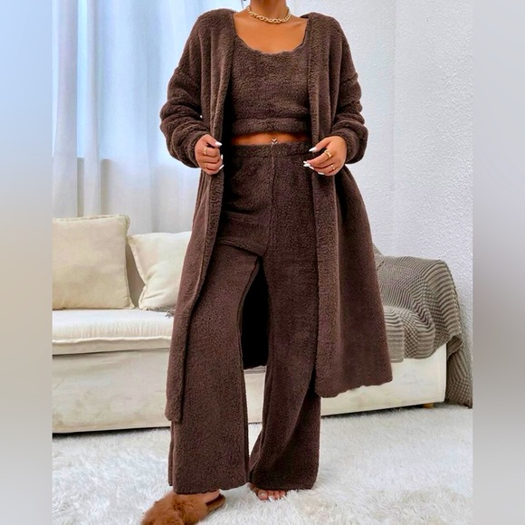 SHEIN Other - SHEIN Drop Shoulder Flannel Coat & Tank Top & Pants